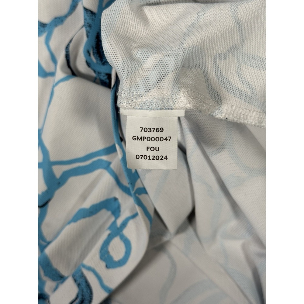 G/FORE Men's Small Blush Floral Performance Golf Polo Shirt Stretch Blue White - Picture 7 of 11